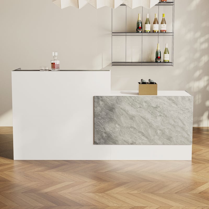 Reception Desk in White with Computer Surface and 4 Shelves