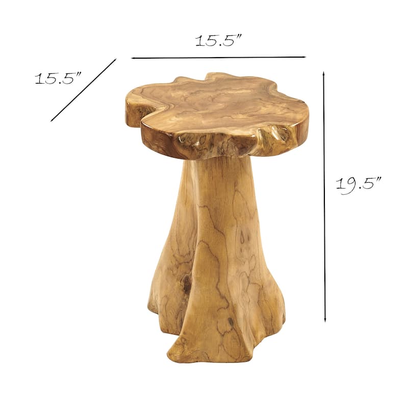 Greenage Teak Plant Stand Natural Edge Side Table