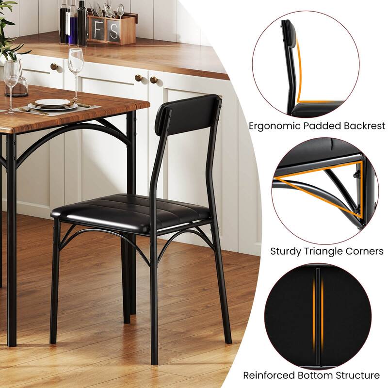 Costway 3 PCS Dining Table Set with Upholstered Seats Padded Backrests