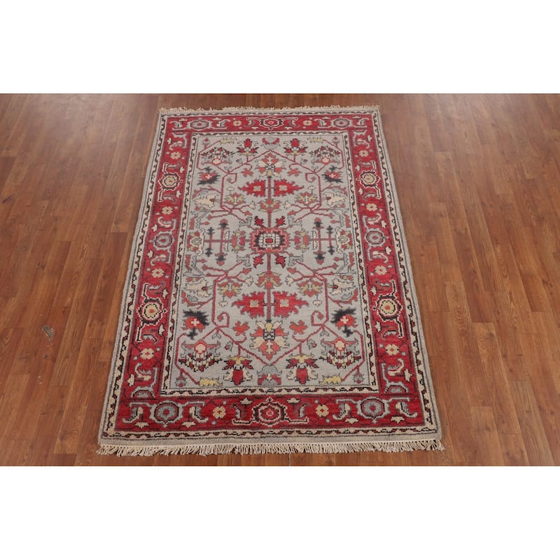 Heriz Serapi Oriental Foyer Rug Handmade Bedroom Wool Carpet - 4'1"x 5'11"
