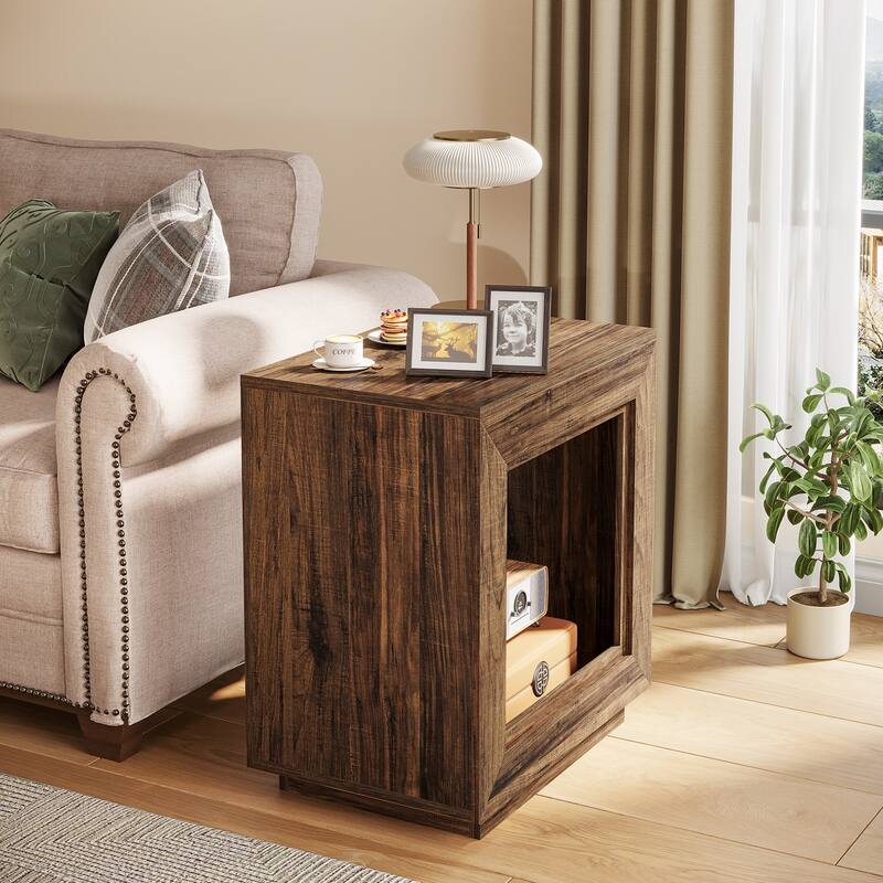 End Table, Side Table with Storage Shelf, Nightstand Bedside Table for Bedroom, Living Room, Entryway