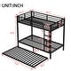 preview thumbnail 4 of 22, Black Metal Bunk Bed with Twin Size Trundle