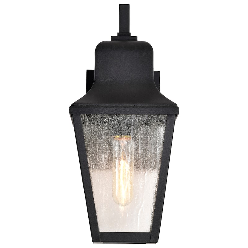 Lawrence 1 Light Small Wall Lantern Matte Black with Clear Seeded Glass