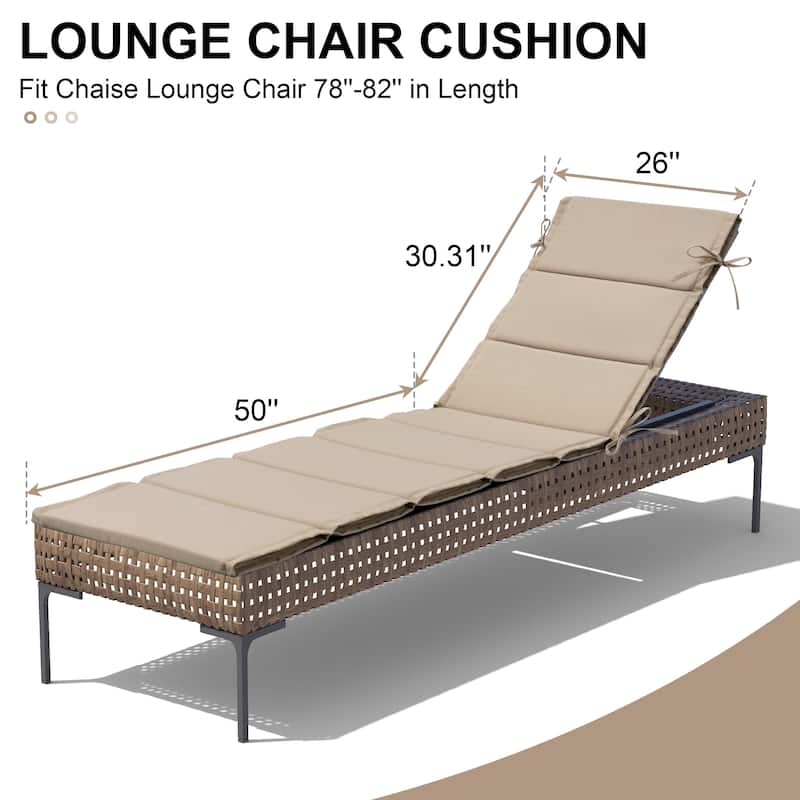 Outdoor Chaise Lounge Chair Cushion Patio Sun Lounger Cushion Sunbed Seating Pad