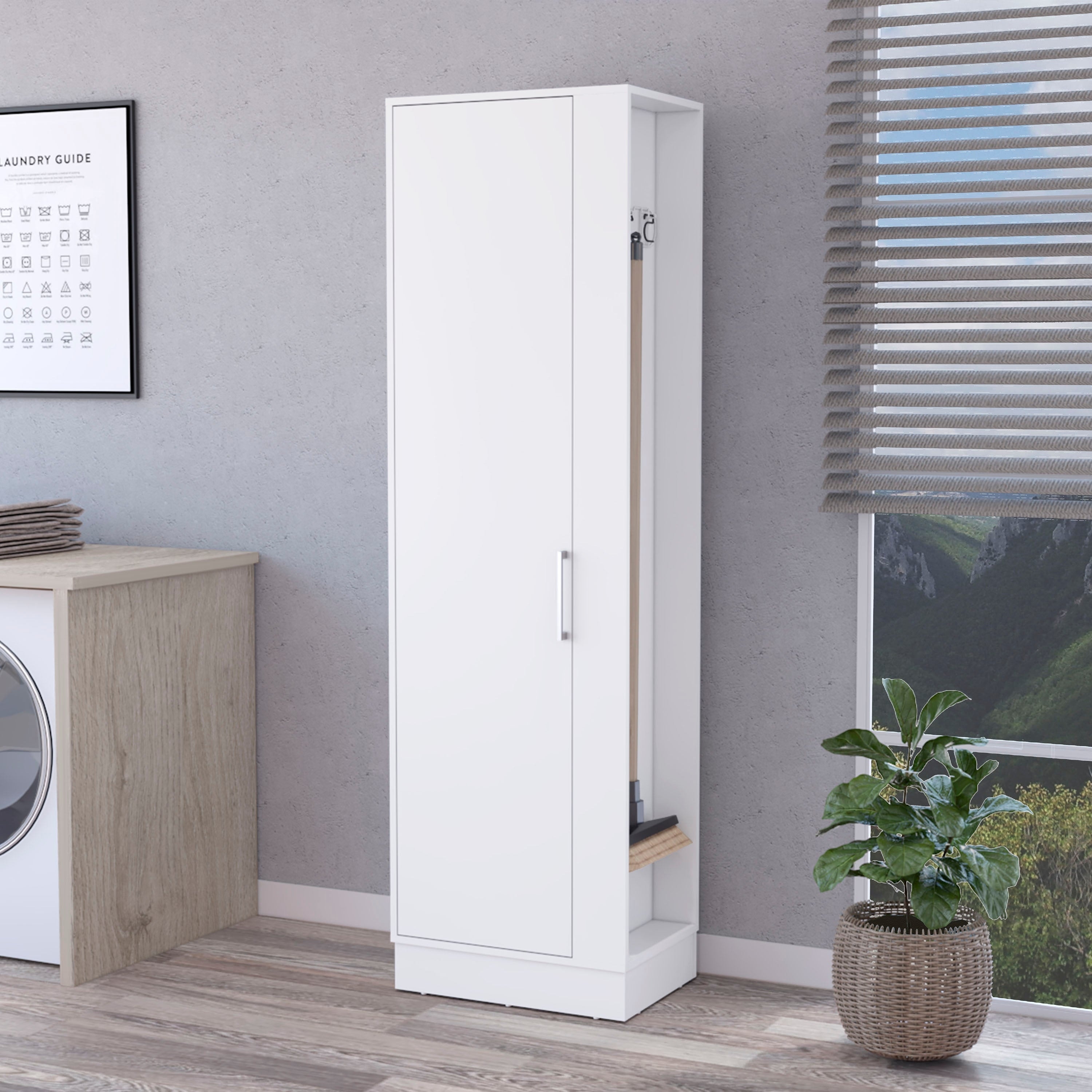 Tall narrow store broom cabinet