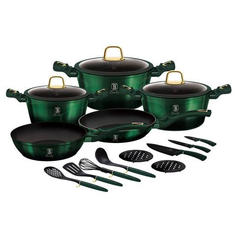 Berlinger Haus 17-Piece Kitchen Cookware Set Emerald Collection