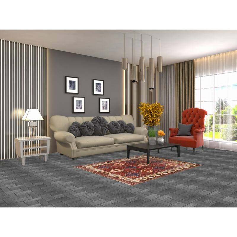 Hand Knotted Oriental 100% Wool Carpet Traditional Geometric Red Bakhtiari Area Rug - 4' 11'' X 3' 10''