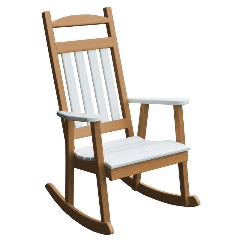 Poly Classic Porch Rocker - Cedar with White Accents