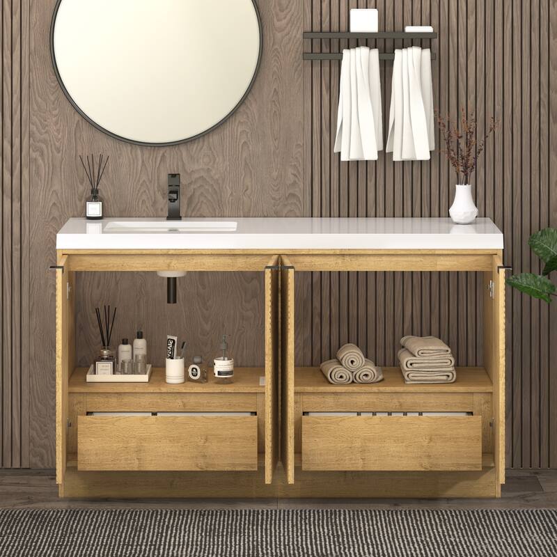 Milano 60" Freestanding Bathroom Vanity with Left White Sink