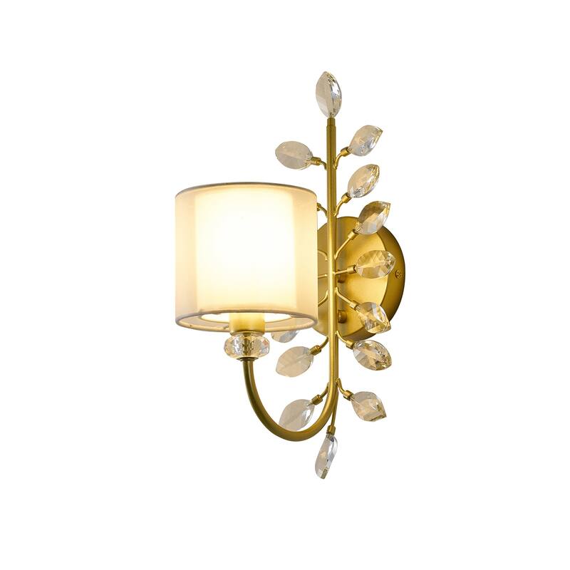 1-Light Aged Silver Wall Sconce With A Shade And Crystals