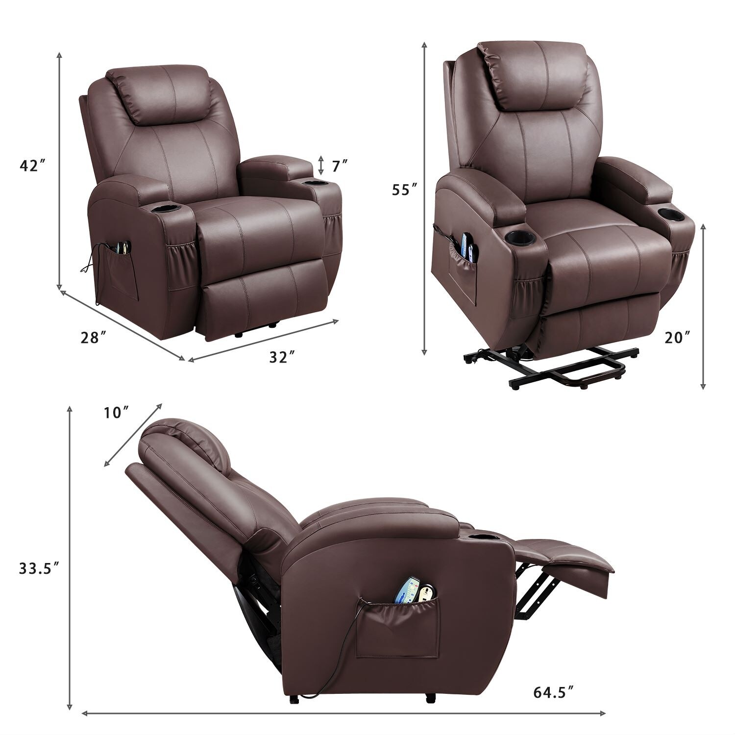 Homall Faux Leather Power Lift Recliner Chair with Massage and