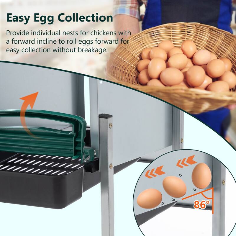 4-Hole Chicken Nest with Legs & Protective Cover - Green
