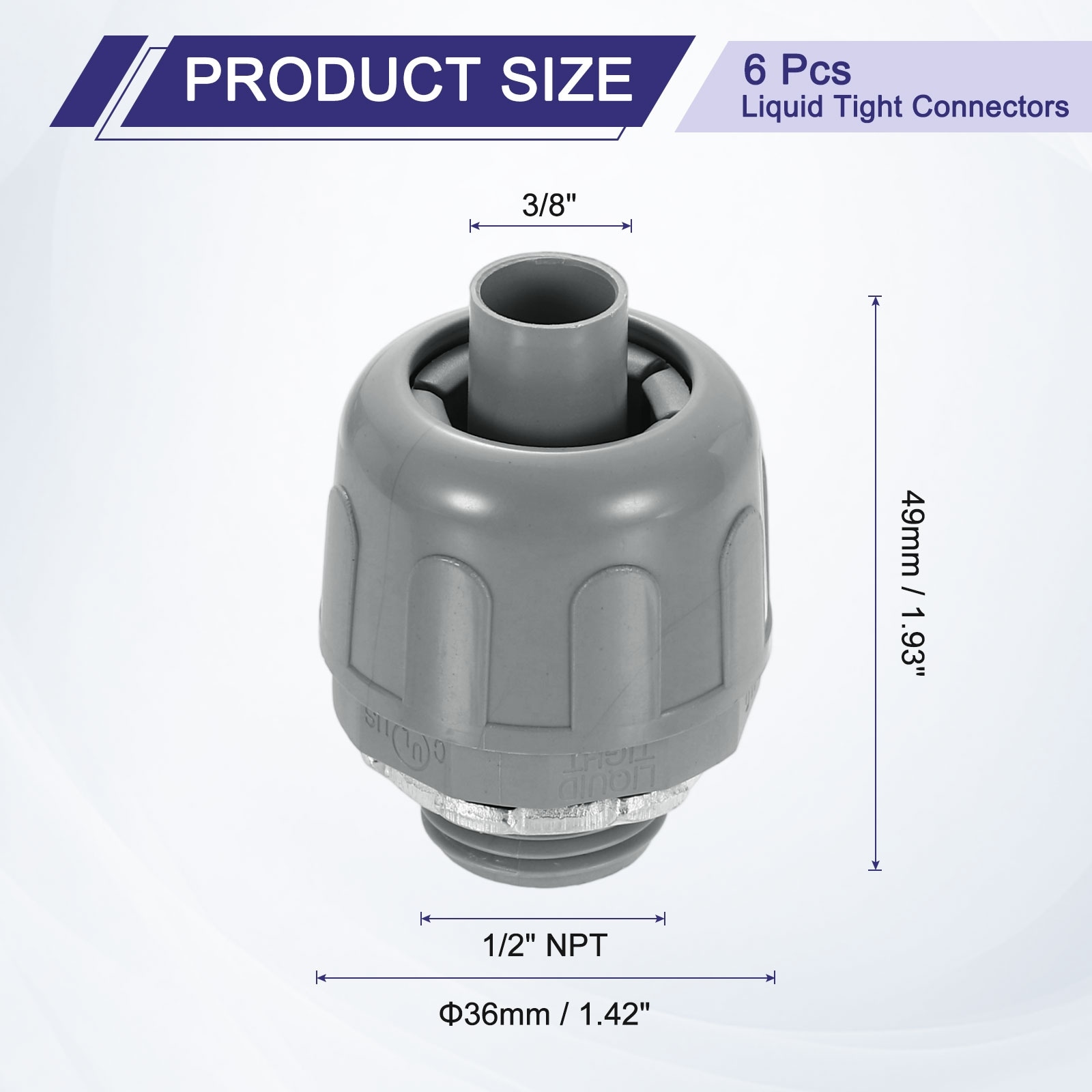 Nonmetallic Liquid Tight Connectors, Degree Plastic Flexible Conduit Fittings for Conduit, Pipe Tube Connection and Leakproof