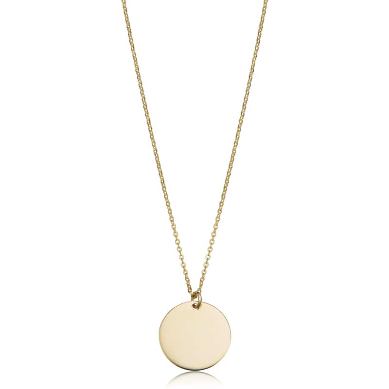 14k Gold High Polish Round Disc Adjustable Necklace (10 millimeters) - Yellow gold