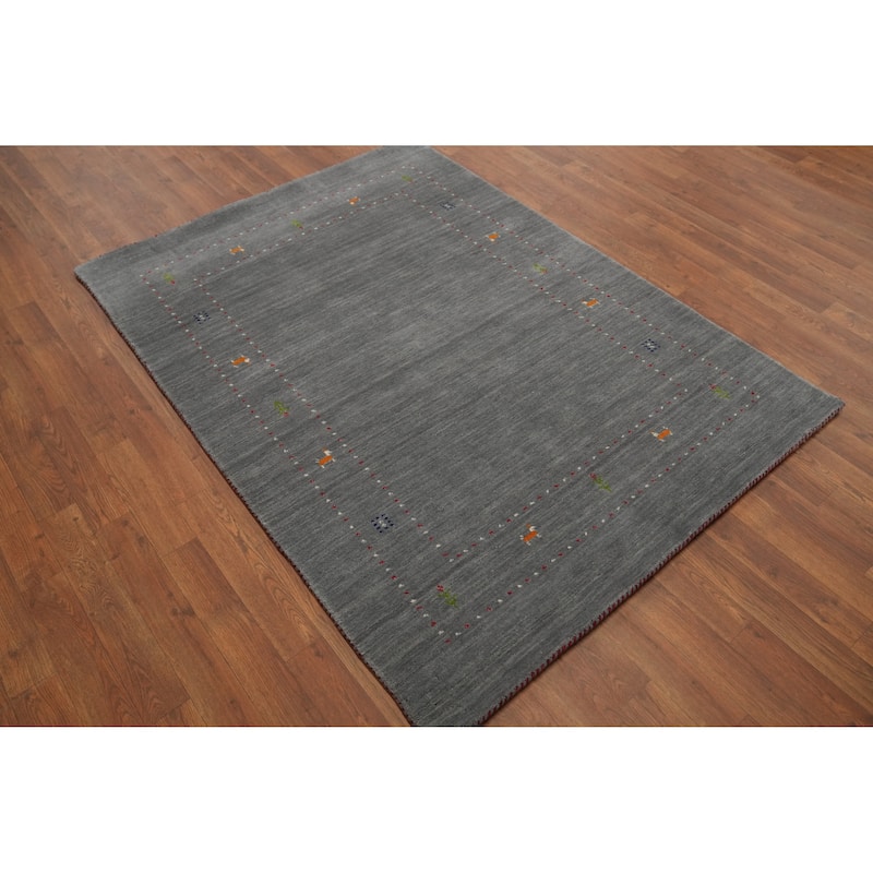 Little Animals Wool Design Gabbeh Oriental Accent Rug Tribal Geometric Carpet - 5' 7'' X 4' 2''