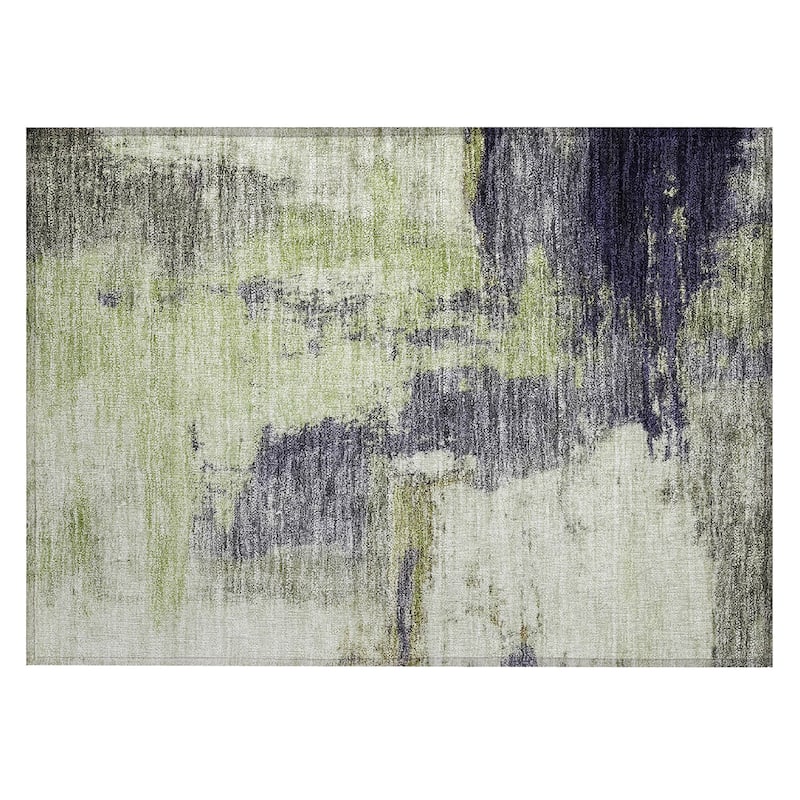 Machine Washable Indoor/ Outdoor Contemporary Abstract Chantille Rug