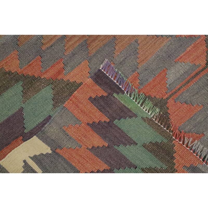 Hand Woven Oriental 100% Wool Carpet Southwestern Tribal Multi-Colored Kilim Area Rug - 7' 2'' X 5' 8''
