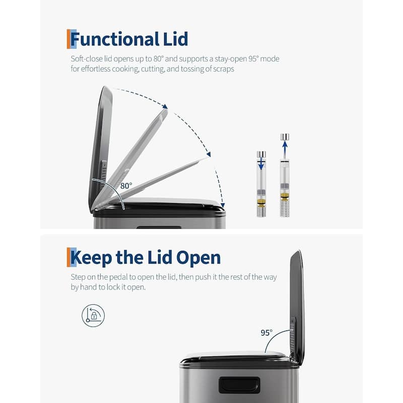 Trash Can, Dual Step for Trash & Recycling
