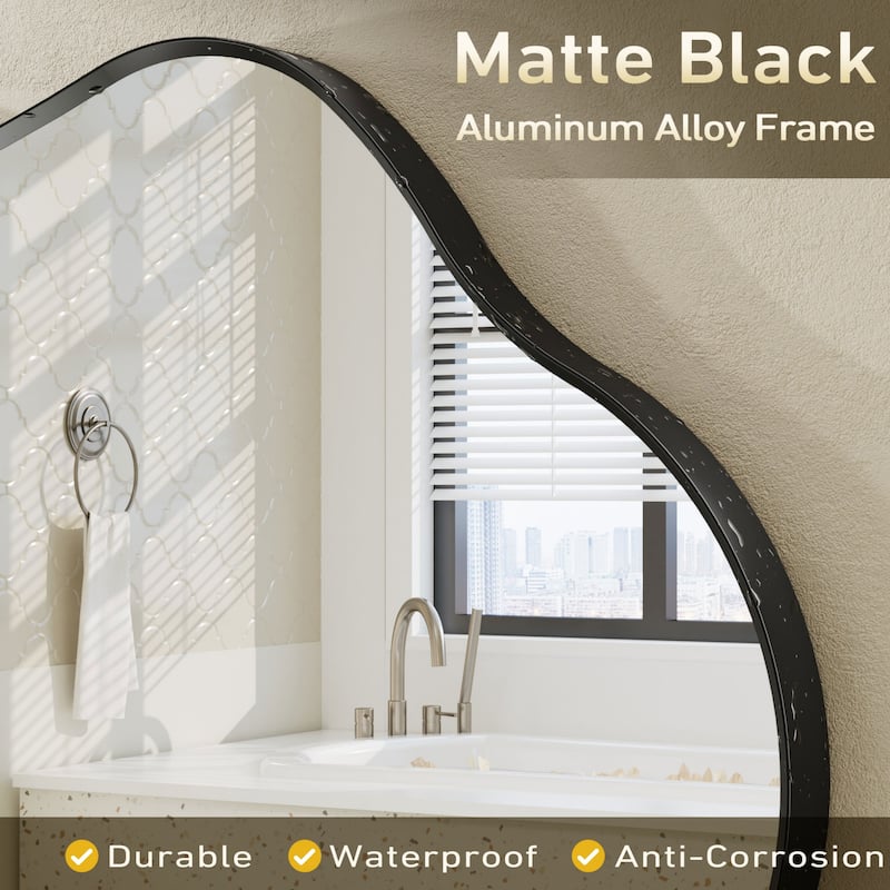Irregular Wall Mirror Asymmetrical Decorative with 5 year warranty - Black