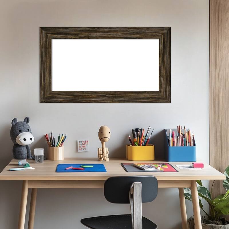 Amanti Art Fencepost Brown Narrow Framed Dry Erase Magnetic Board