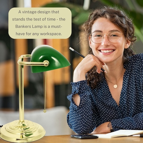 Bankers lamp with green glass shade hot sale