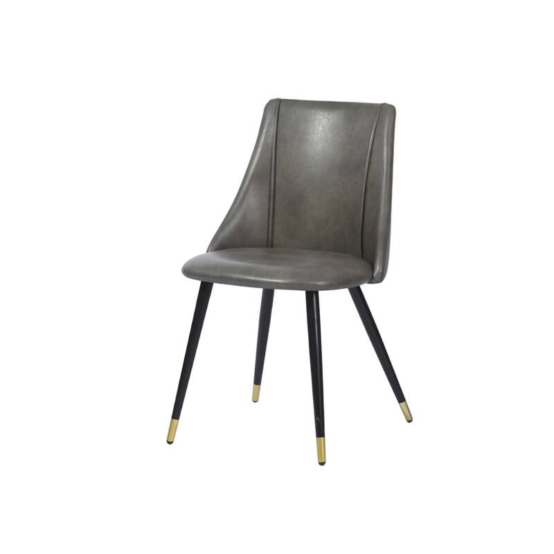 HomeRoots Set of Two Gray Black and Gold Upholstered Faux Leather Dining Side Chairs - 19.70 in. x 32.70 in. x 19.70 in.