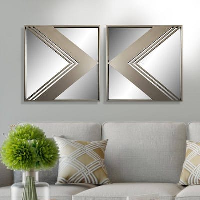 set of 2pcs metal wall decorative mirrors - 19.7*19*1.6