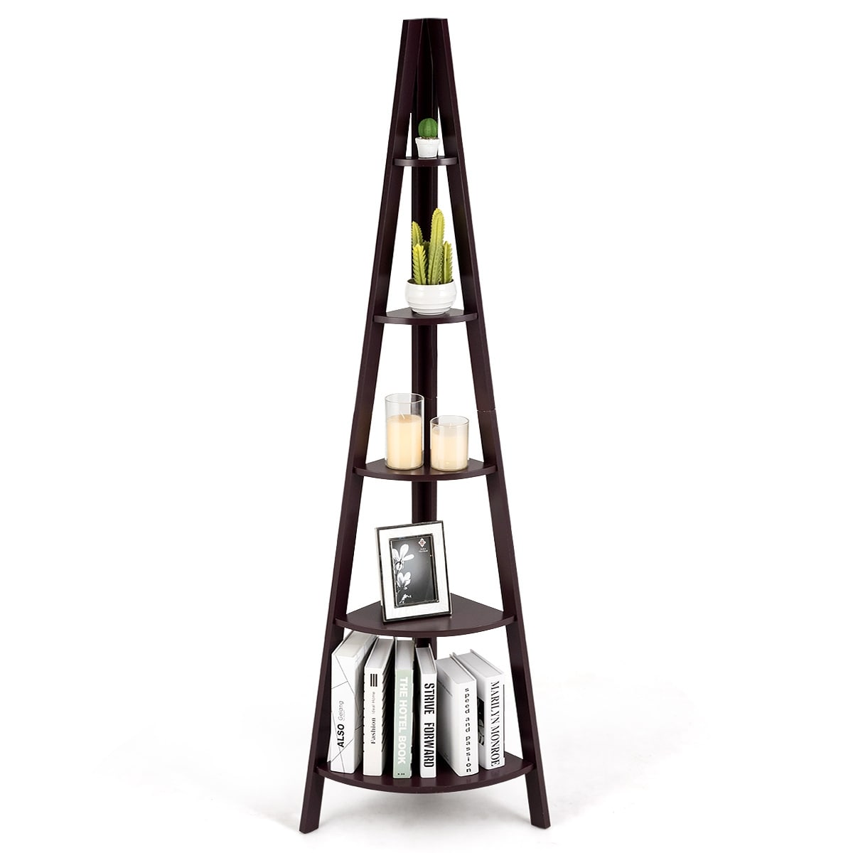 Costway 5 Tier Corner Ladder Shelf Floor Stand Shelves Bookshelf On 29925967 Costway 5 Tier Corner Ladder Shelf