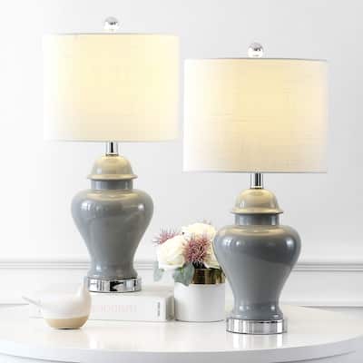 Chi 25" Sea Grass LED Table Lamp, Natural (Set of 2) by JONATHAN Y