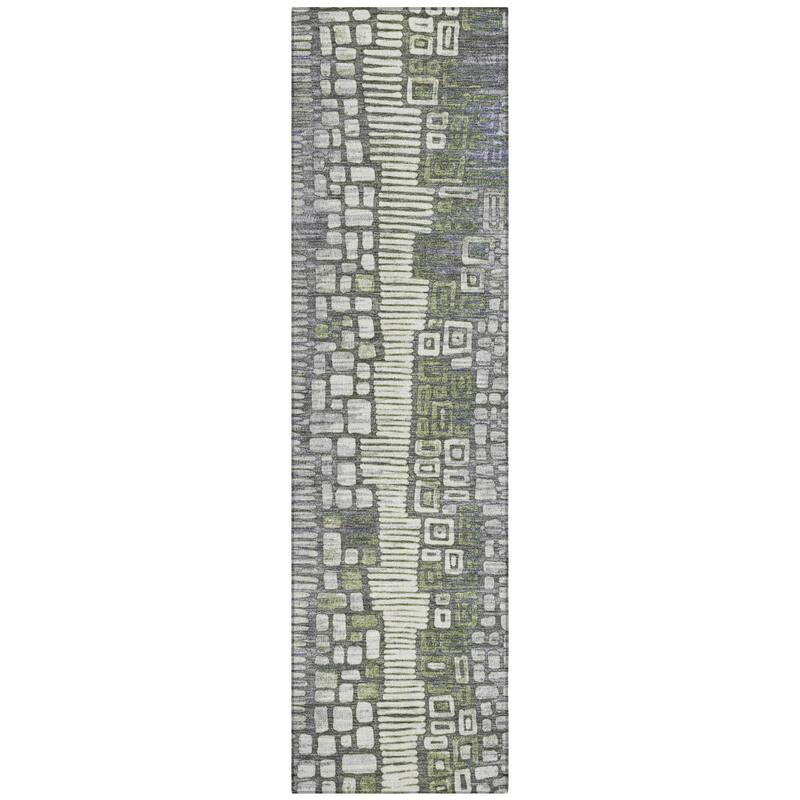 Machine Washable Indoor/ Outdoor Geo Mosaic Chantille Rug