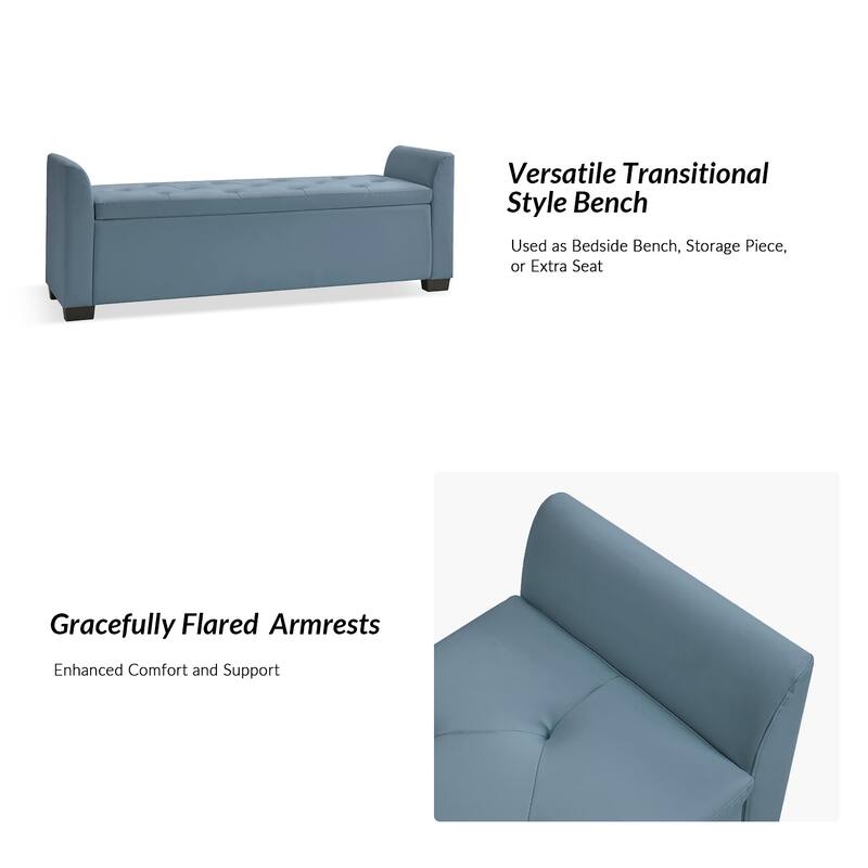 Laura Traditional 57.75"Wide Tufted Storage Bench by HULALA HOME