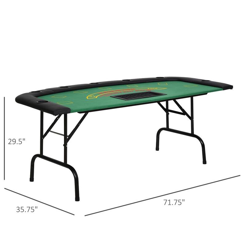 Poker Table Foldable,72" Blackjack Table for 7 Players with Chip