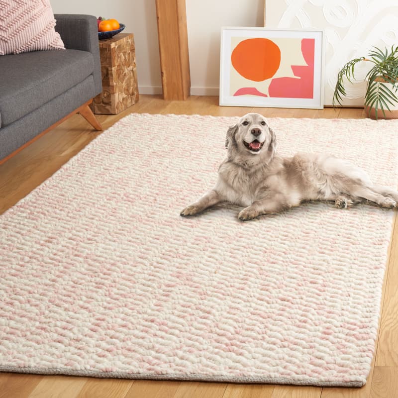 SAFAVIEH Handmade Natura Lorelies Textured Wool Rug - 8' x 10' - Ivory/Pink