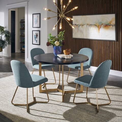 Cheyenne 4-Person Gold Metal Base Dining Set by iNSPIRE Q Modern