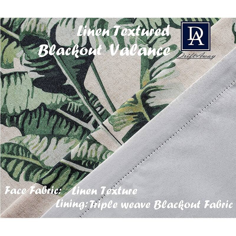 DriftAway Tropical Banana Leaves Botanical Pattern Lined Thermal Insulated Energy Saving Window Curtain Valance