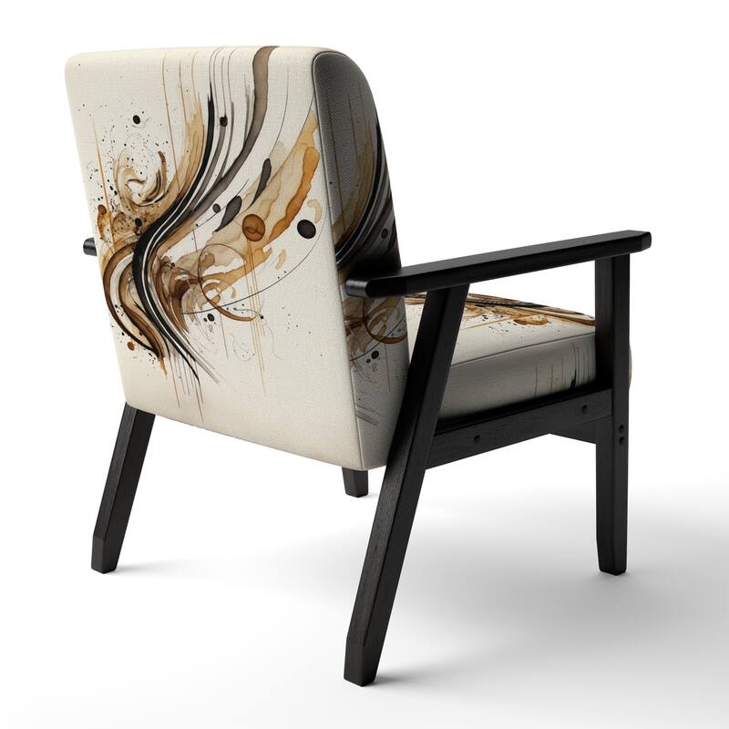 Designart "Brown And Black Movement I" Upholstered Modern & Contemporary Accent Chair and Modern & Contemporary Arm Chair