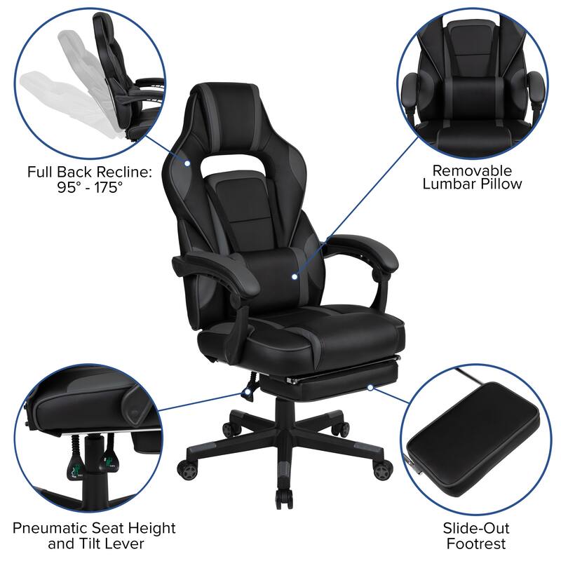 Gaming Bundle-Cup/Headphone Desk & Reclining Footrest Chair