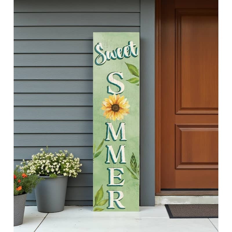 HomeRoots 36" Green And White Solid Wood Sweet Summer Porch Sign - Green/White - Wood