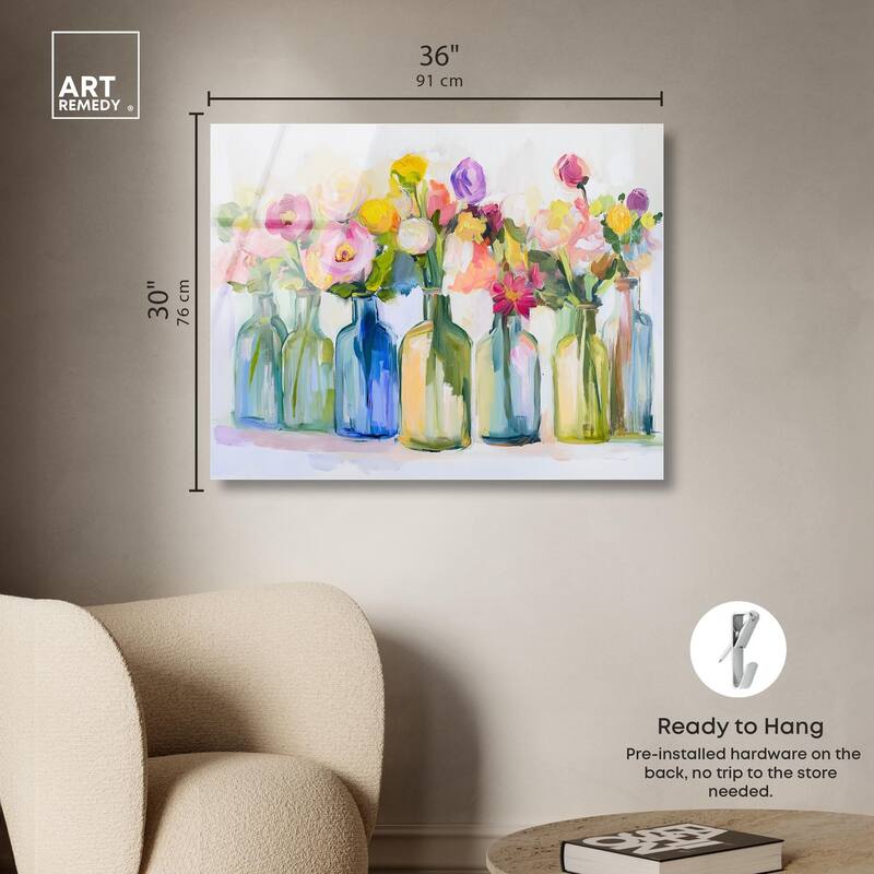 Bottles and Blooms Acrylic by Art Remedy, Ready to Hang
