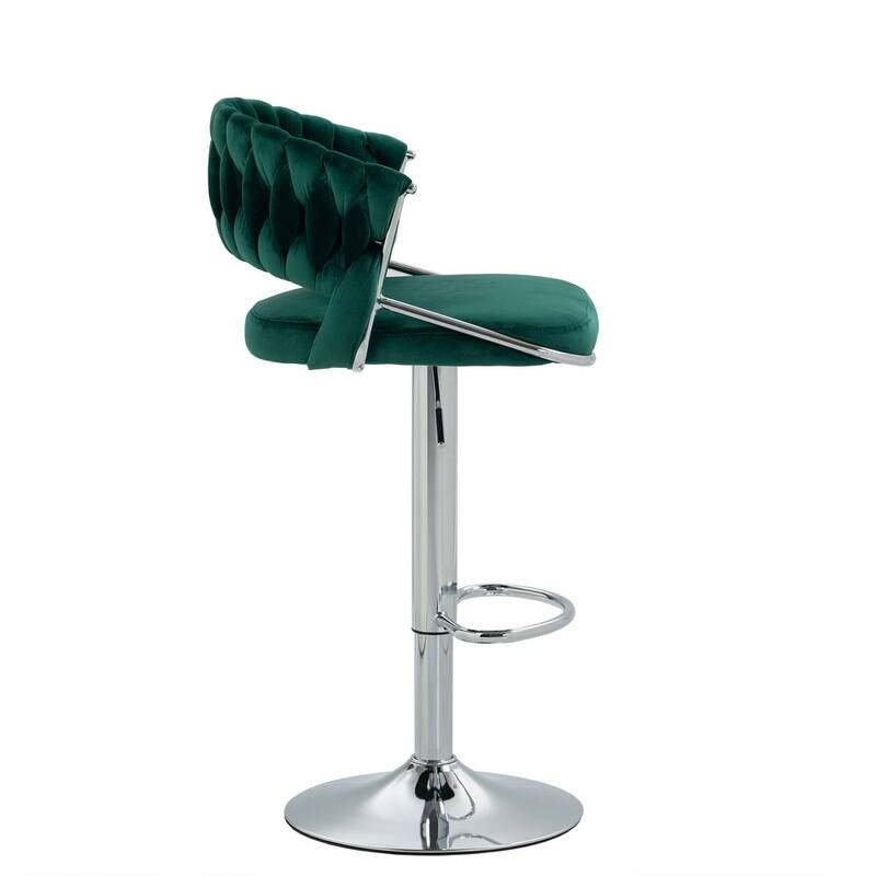 2/4 Set Velvet Adjustable Counter Stools Swivel Bar Stools With Backs - 24"-33"