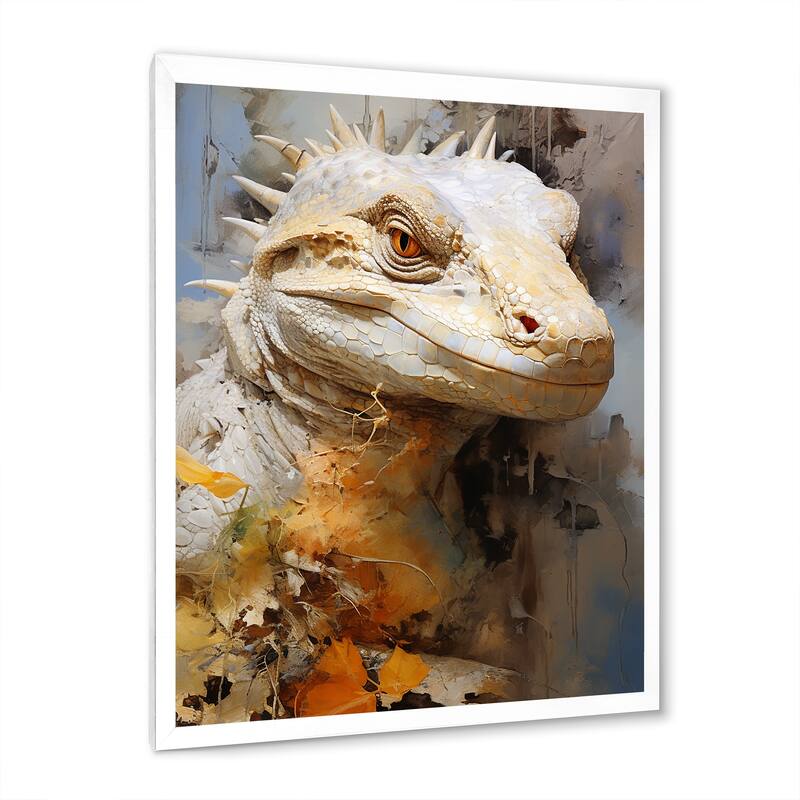 Designart "Curious Reptile Amphibian I" Reptile/Amphibian Framed Canvas Wall Art