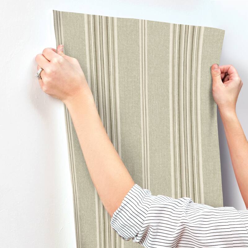 Chesapeake Calvados Moss Linen Stripe Wallpaper