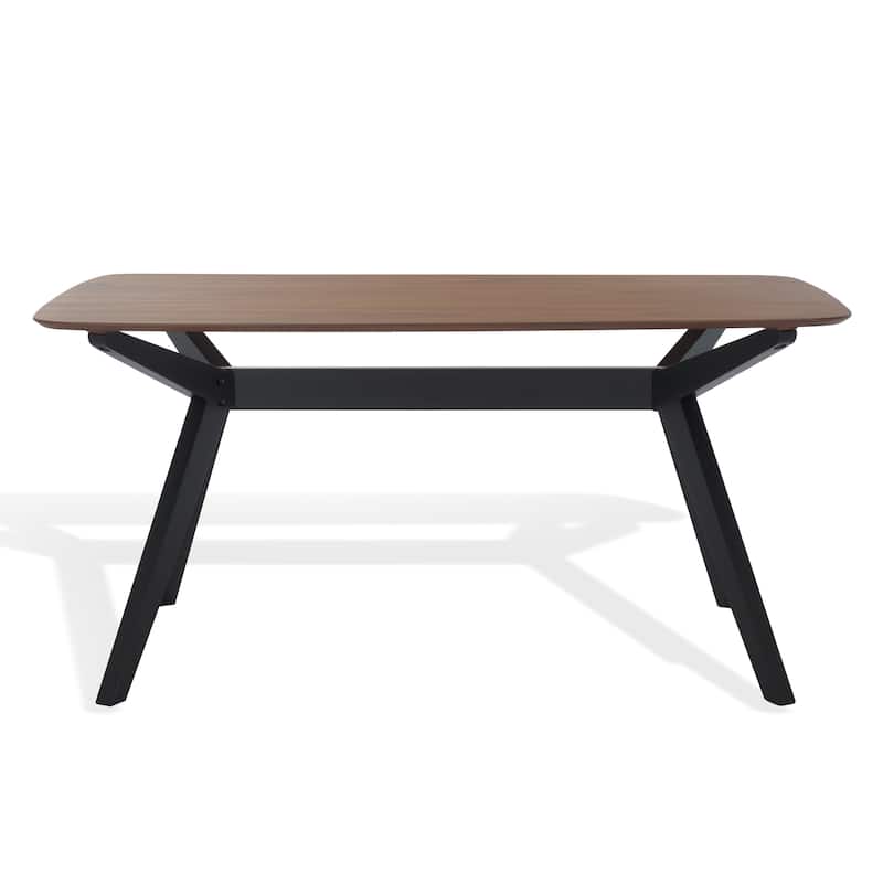 SAFAVIEH Couture Divya Rectangle Wood Dining Table - 63"W x 35"D x 30"H - Walnut/Black