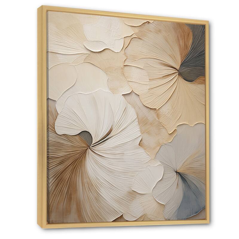 Designart "Beige Minimalism Elegance In Bloom " Flowers Framed Canvas Prints
