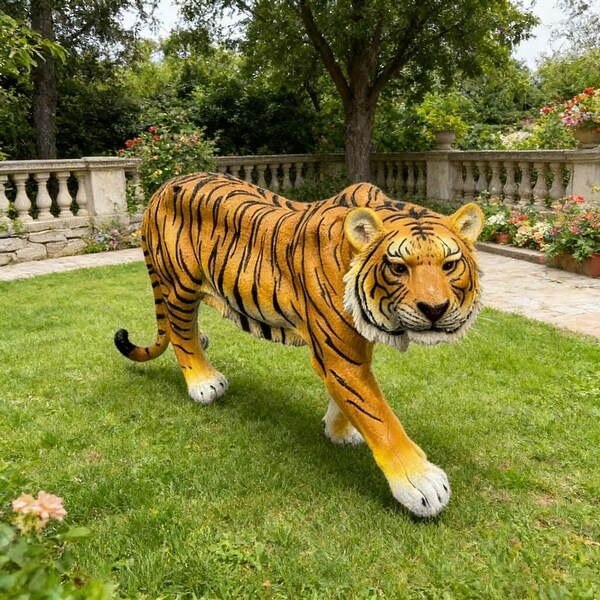 GDFStudio - Resin Simulated Tiger Statue Indoor Outdoor Garden
