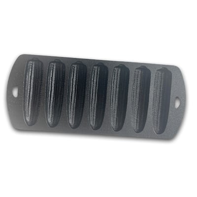 Bayou Classic 12 x 5 Inch Heavy Duty Cast Iron Cornbread Pan with 7 Molds, Black - 3.75