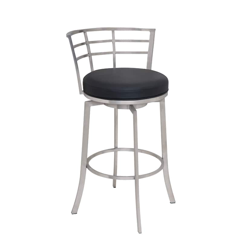 Armen Living Viper Faux Leather and Stainless Steel Swivel Counter Stool