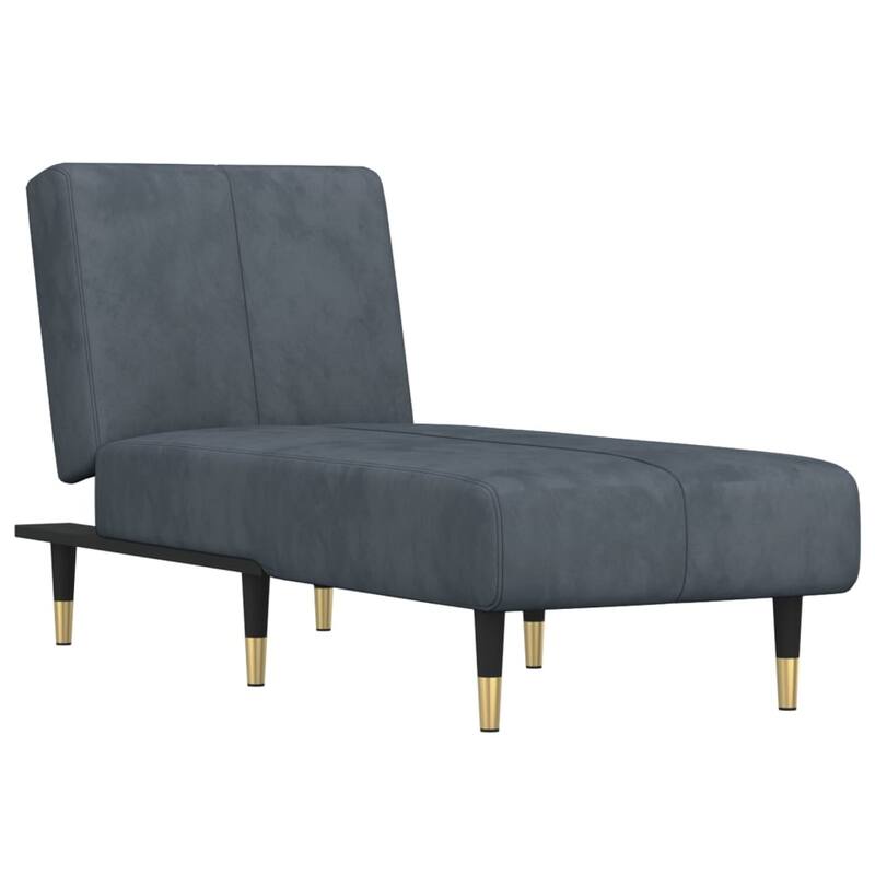 vidaXL Chaise Longue Black Velvet - 21.7" x 55.1" x 27.6"