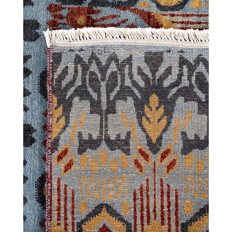 Ikat One-of-a-Kind Hand-Knotted Area Rug, Blue - 8' 0" x 10' 2"