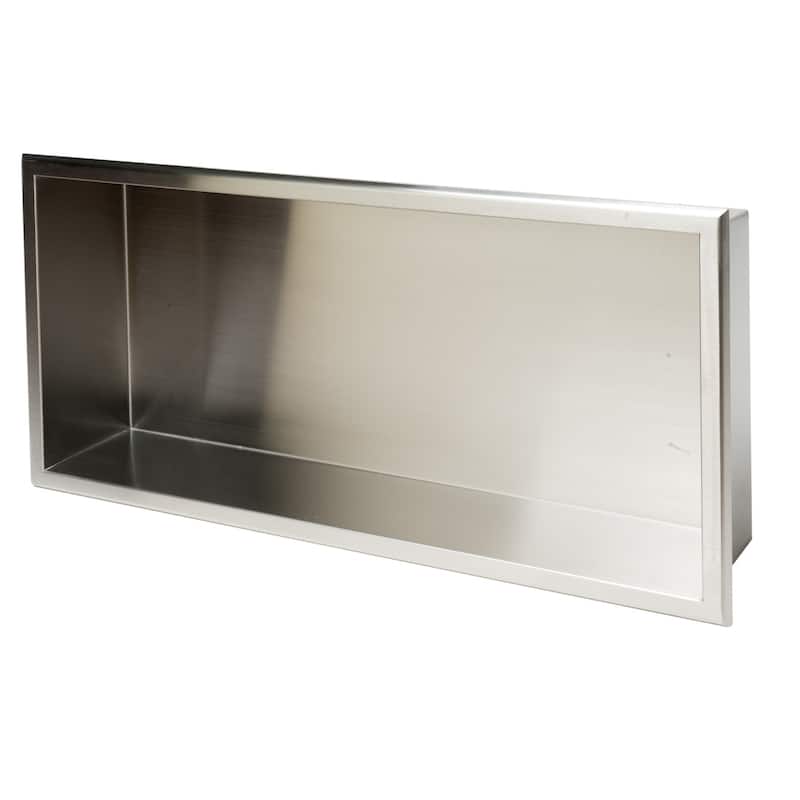 ALFI brand 24" x 12" Brushed Stainless Steel Horizontal Single Shelf Bath Shower Niche